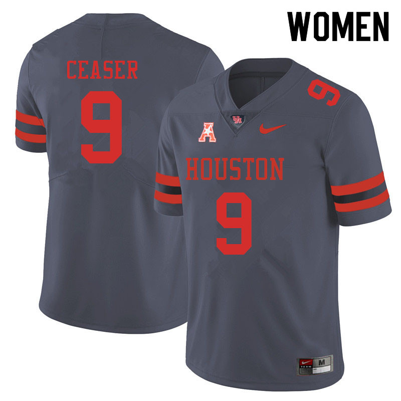 Women #9 Nelson Ceaser Houston Cougars College Football Jerseys Sale-Gray
